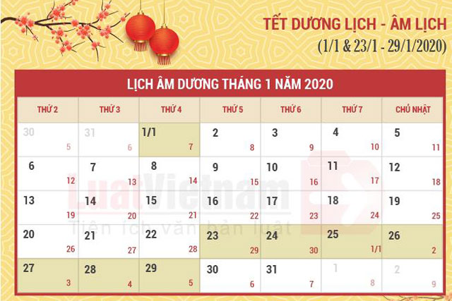 nghỉ Tết Âm lịch 2020