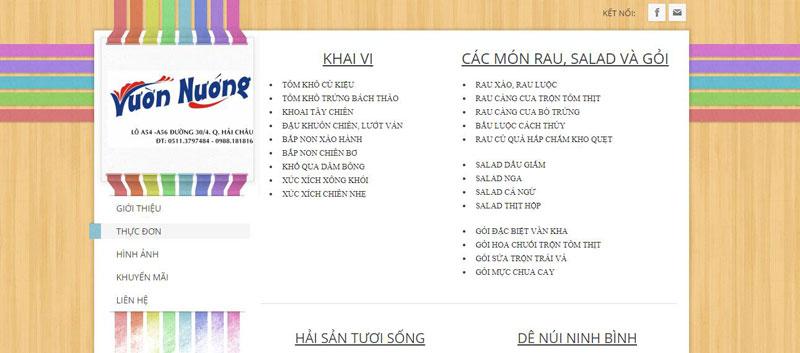 menu nha hang vuon nuong