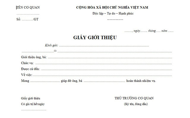 vai trò của giấy giới thiệu